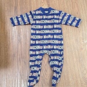 Moschino Navy and White Logo Kids Footie